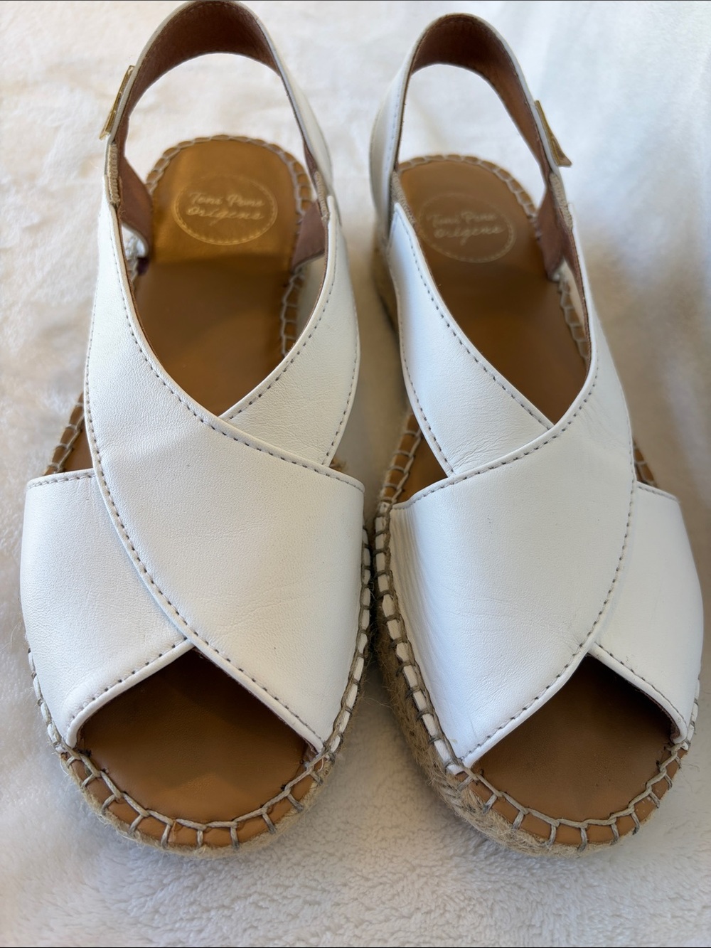 Toni Pons Women’s White Leather Slingback Espadrille Sandals - Picture 3 of 8